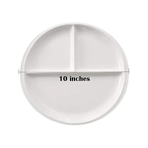 FLYING BALLOON 4 pcs Elegant Round Shaped Ceramic Divided Plate Dinner Plates Luncheon Plates Salad Plates for Kitchen thumbnail 2