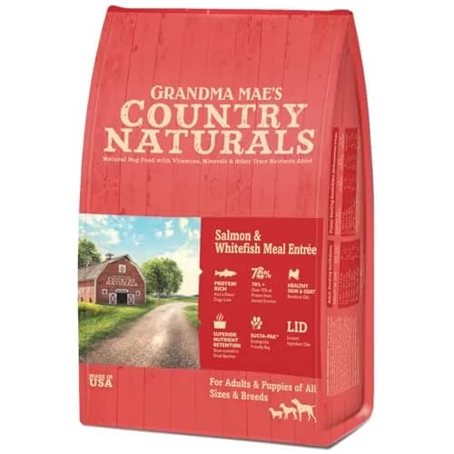 Grandma Mae's Country Naturals Salmon & Whitefish Dog Food 25 LB | Nutrient Dense, Slow Cooked, USA thumbnail 1