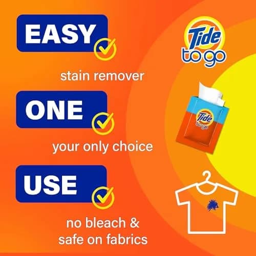 Tide To Go Stain Remover Wipes 30 Count (156 ml / 5.25 Fl Oz) | Instant Stain Removal for Clothes thumbnail 4