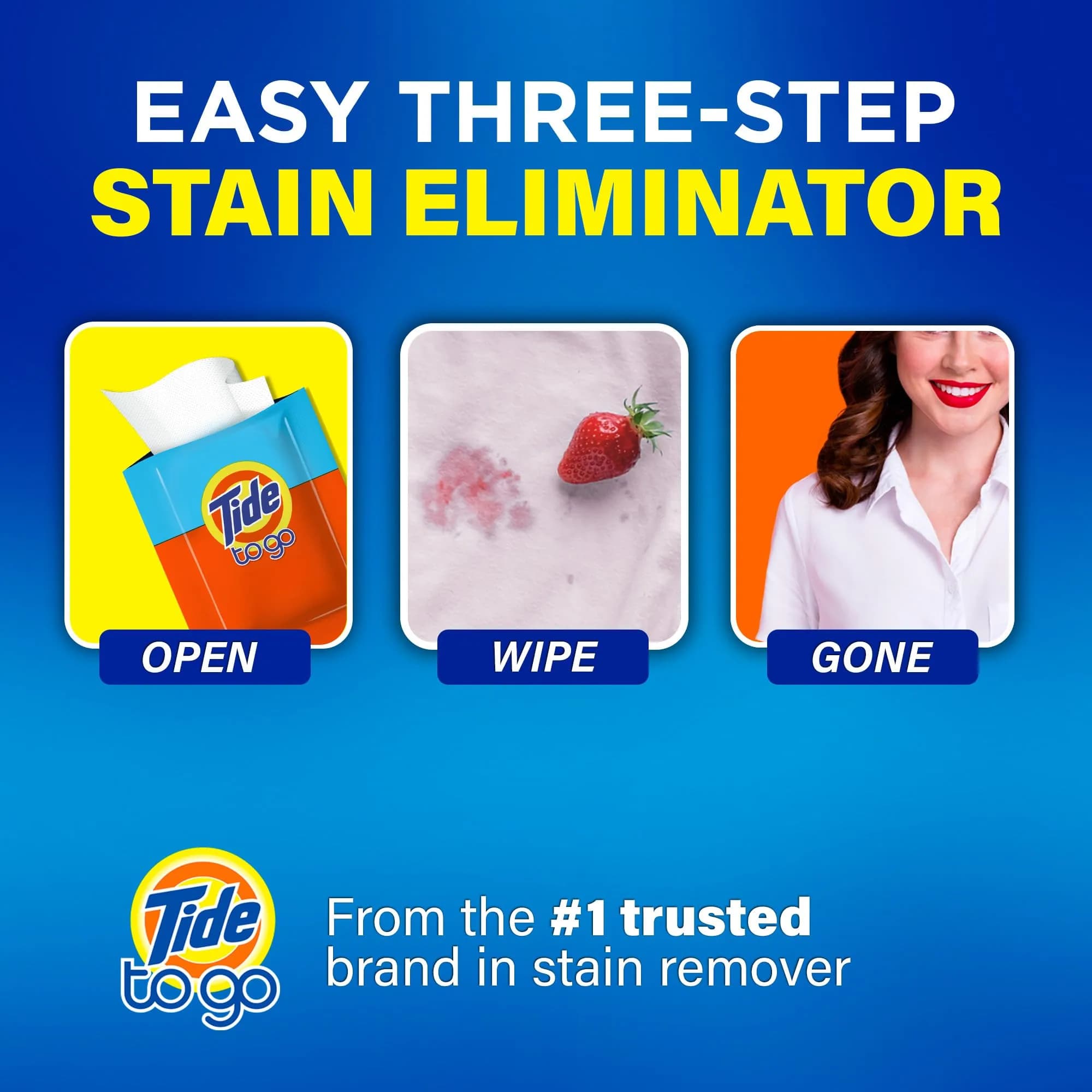 Tide To Go Stain Remover Wipes 30 Count (156 ml / 5.25 Fl Oz) | Instant Stain Removal for Clothes - view 5