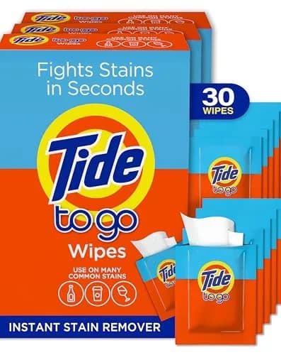 Tide To Go Stain Remover Wipes 30 Count (156 ml / 5.25 Fl Oz) | Instant Stain Removal for Clothes thumbnail 1