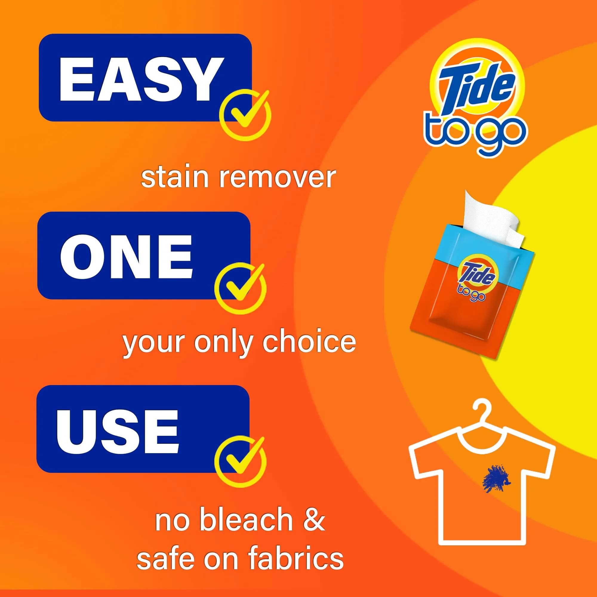 Tide To Go Stain Remover Wipes 30 Count (156 ml / 5.25 Fl Oz) | Instant Stain Removal for Clothes - view 4