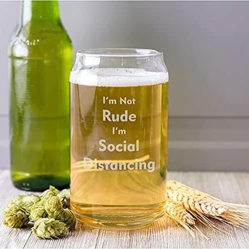 On The Rox Funny Beer Glass 16 Oz | Social Distancing Gag Gift for Men & Women thumbnail 4
