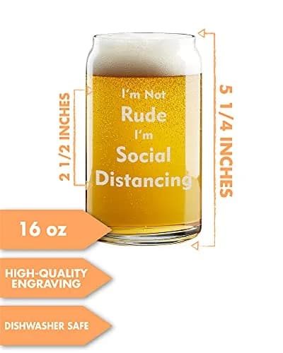 On The Rox Funny Beer Glass 16 Oz | Social Distancing Gag Gift for Men & Women thumbnail 2