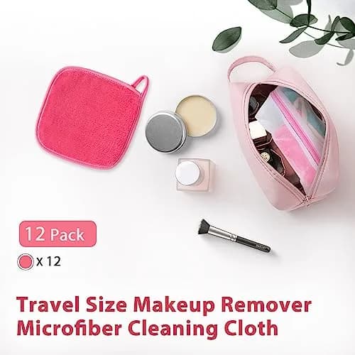 Natwag Reusable Microfiber Makeup Remover Cloths 15cm x 15cm (6"x 6") | Gentle Cleansing for Sensitive Skin (12 Pack, Pink) thumbnail 6