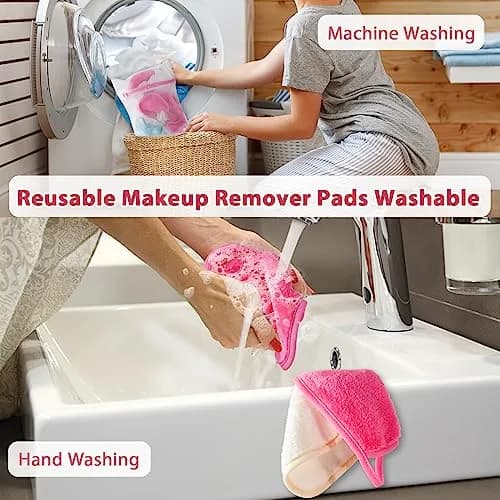 Natwag Reusable Microfiber Makeup Remover Cloths 15cm x 15cm (6"x 6") | Gentle Cleansing for Sensitive Skin (12 Pack, Pink) thumbnail 7