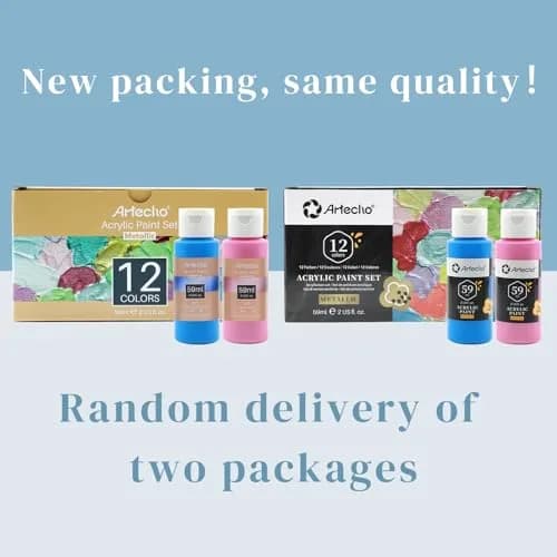 Artecho Metallic Acrylic Paint Set 12 Colors 59ml | Rich Metallic Finish for Art & Crafts thumbnail 2