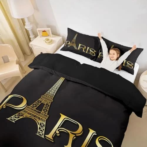 Erosebridal Paris Bedding Set Queen Size | Modern Kids Eiffel Tower Bedding for Teens & Bedroom Decor thumbnail 2