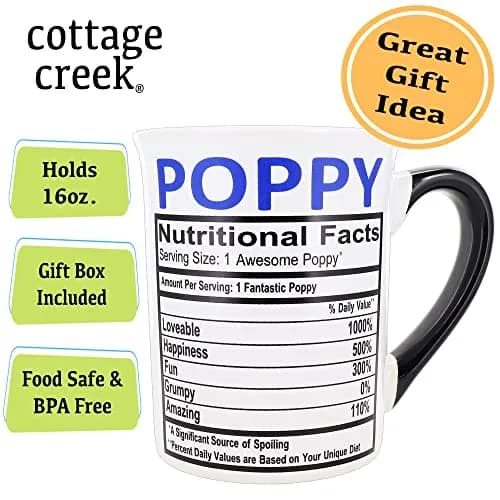 Cottage Creek Ceramic Coffee Mug 16oz Large Poppy | Grandpa Gift, Dad Mug, Novelty Coffee Cup thumbnail 2