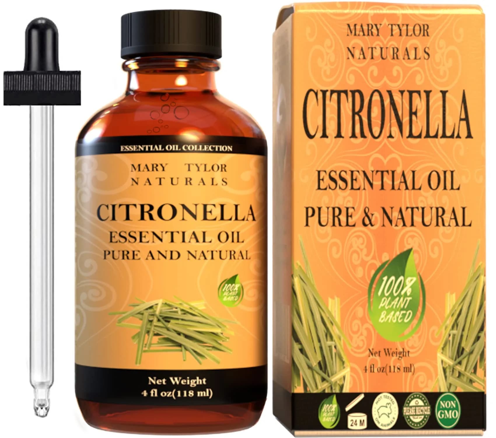 Mary Tylor Naturals Citronella Essential Oil 4 oz | Pure, Natural & Therapeutic Grade for Aromatherapy & DIY