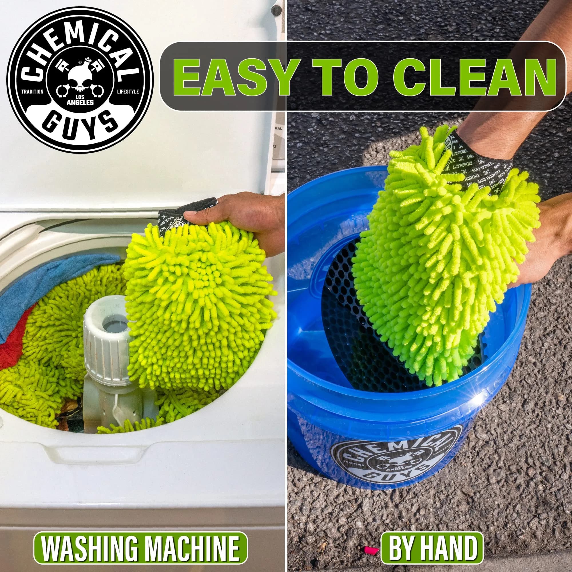 Chemical Guys Chenille Microfiber Wash Mitt for Cars, Lime Green, Single | Scratch-Free Auto Detailing Tool - view 8