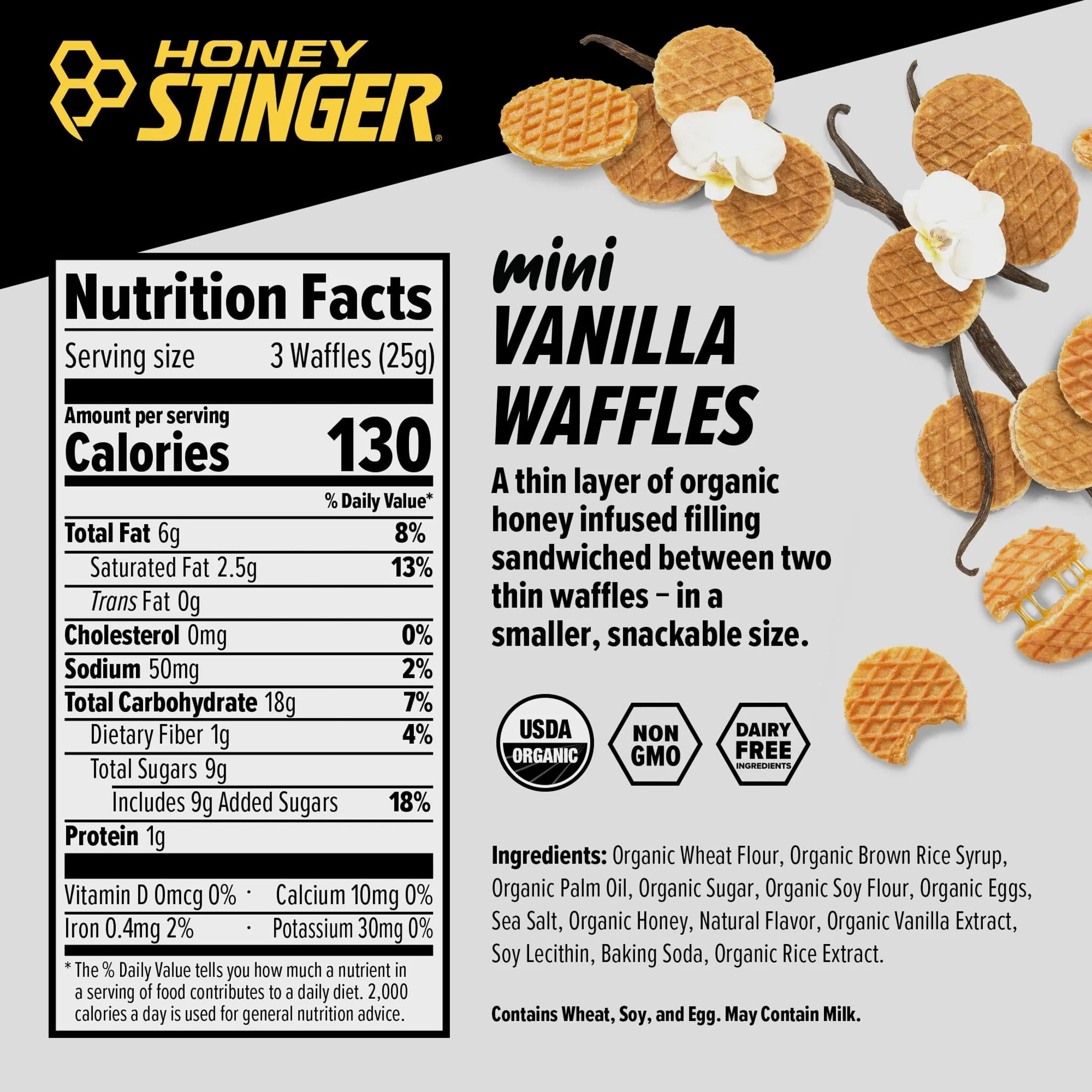 Honey Stinger Organic Mini Vanilla Waffles 5.3 oz (150 g) | USDA Organic Energy Snack - view 2