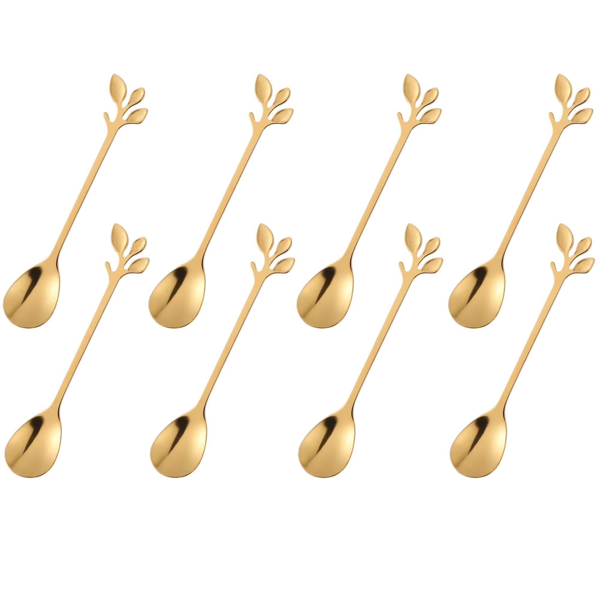 CAMDEA Gold Plated Stainless Steel Mini Coffee Espresso Spoons, Set of 8, 12.4cm (4.9 inch) | Polished Steel for Desserts & Stirring