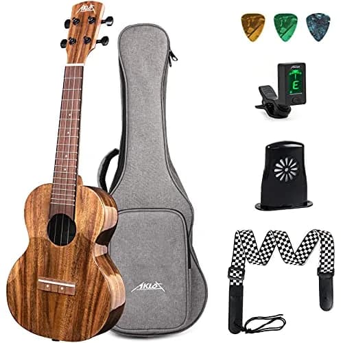 AKLOT All Solid Acacia Ukulele 23 Inch | Warm Tone for Beginners & Adults with Kit & Accessories thumbnail 1