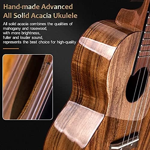 AKLOT All Solid Acacia Ukulele 23 Inch | Warm Tone for Beginners & Adults with Kit & Accessories thumbnail 4