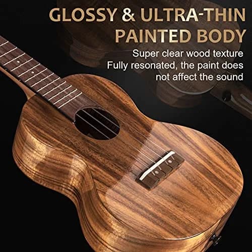 AKLOT All Solid Acacia Ukulele 23 Inch | Warm Tone for Beginners & Adults with Kit & Accessories thumbnail 6