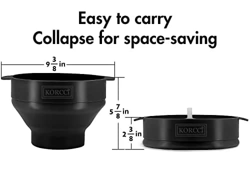 KORCCI Collapsible Silicone Popcorn Popper Bowl - Black | Healthy Microwave Popcorn Maker thumbnail 3