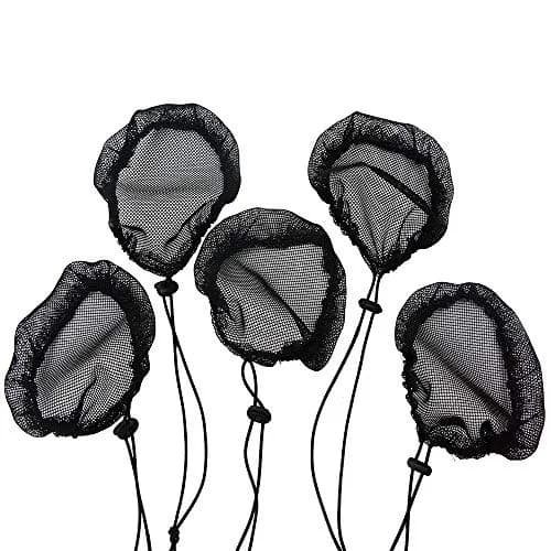 YANTAISIYU Black Ponytail Hair Net with Elastic Drawstring | Durable Nylon, 5 pcs for Hair Bun & Wig Making (Round, 15cm Diameter) thumbnail 6
