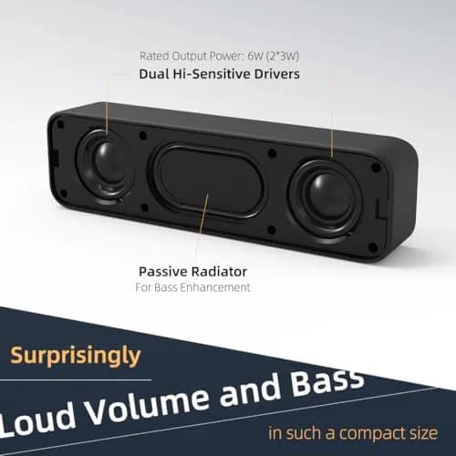 LIELONGREN Upgraded Computer Speakers 286g (10.1 oz) | Plug-n-Play USB Sound Bar with Stereo Loud Sound thumbnail 2