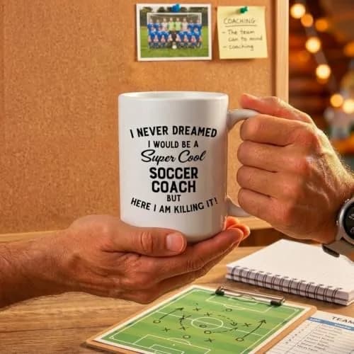 Artisan Owl I Never Dreamed I'd Be a Soccer Coach But Here I Am Crushing It - 15oz Funny Coffee Cup Gift for Men or Women thumbnail 5