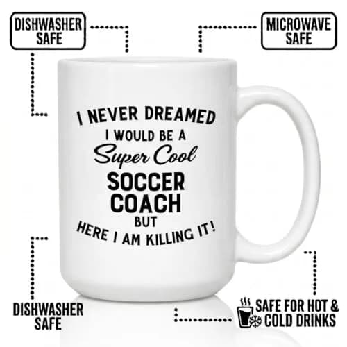 Artisan Owl I Never Dreamed I'd Be a Soccer Coach But Here I Am Crushing It - 15oz Funny Coffee Cup Gift for Men or Women thumbnail 3