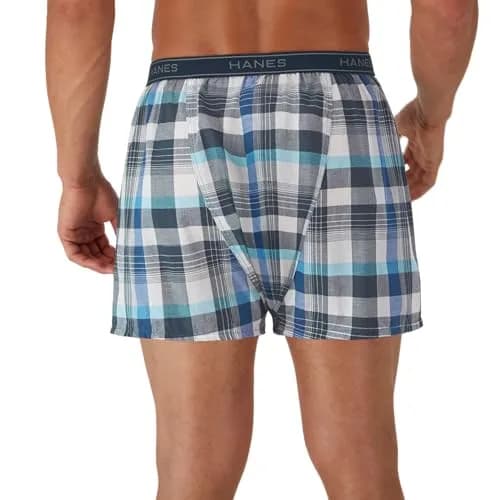Hanes Men Tagless Boxers with Exposed Waistband, 6 Pack | Moisture-Wicking Cotton Blend, Assorted Colors thumbnail 4
