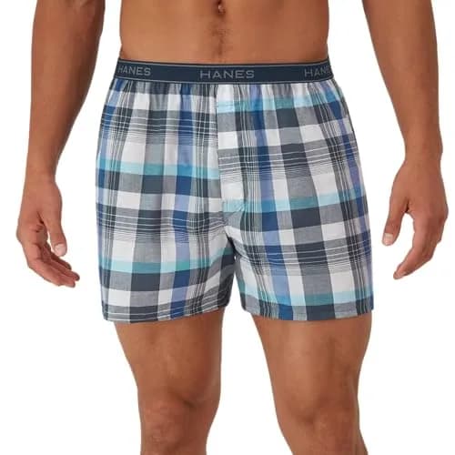 Hanes Men Tagless Boxers with Exposed Waistband, 6 Pack | Moisture-Wicking Cotton Blend, Assorted Colors thumbnail 2