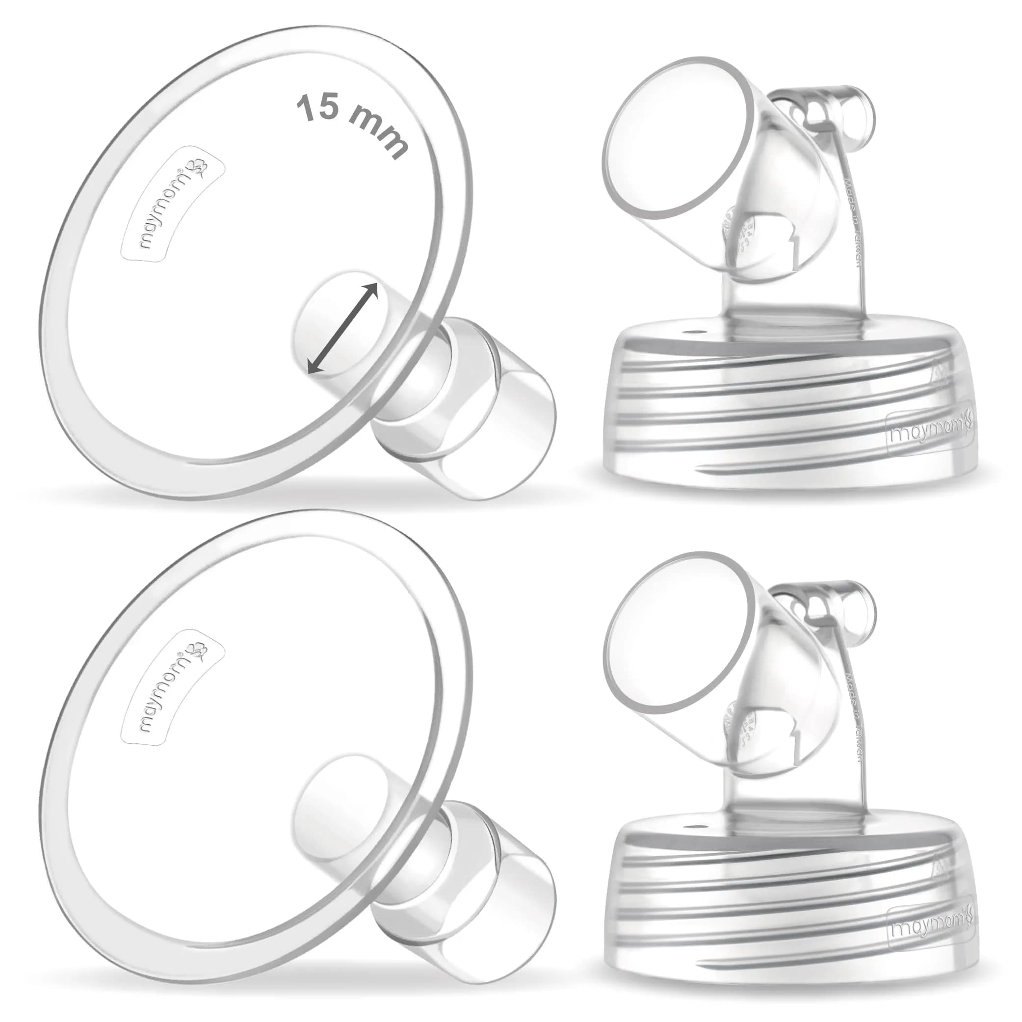 Maymom Two-Piece Wide Neck Pump Parts for Spectra S1/S2 Pumps | 15mm Flanges | BPA-Free