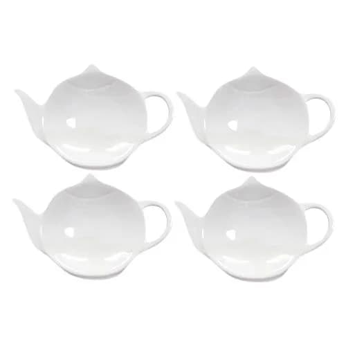 Sizikato Pure White Ceramic Tea Bag Holder 4pcs | 11.9cm (4.7 inches) Square Dish thumbnail 1