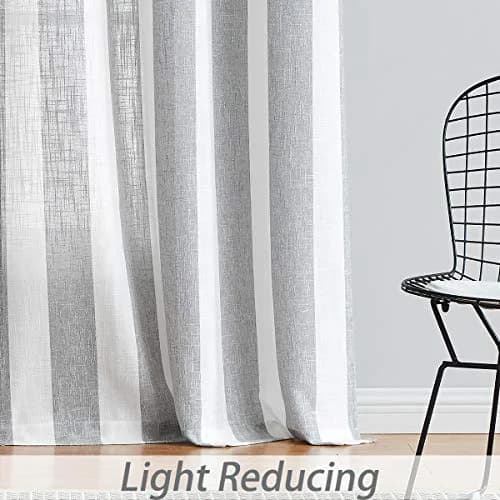 Central Park Gray White Vertical Stripe Curtain Semi Sheer, 44" Wx63" | Elegant Farmhouse Style for Living & Bedroom thumbnail 5