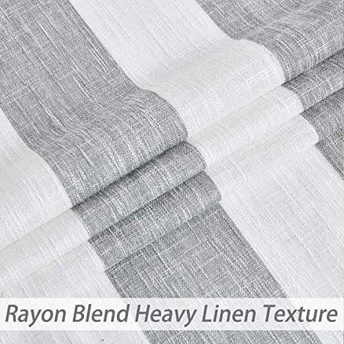 Central Park Gray White Vertical Stripe Curtain Semi Sheer, 44" Wx63" | Elegant Farmhouse Style for Living & Bedroom thumbnail 3