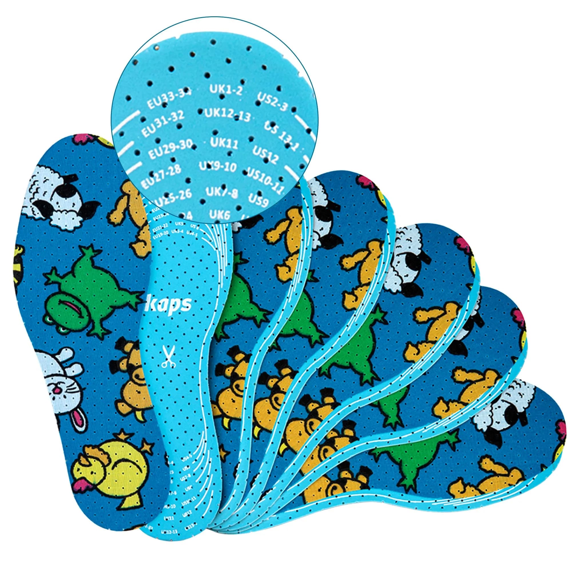 Kaps Kids Insoles 6 Pair | Soft Cushioned Breathable Shoe Inserts for Toddlers & Children