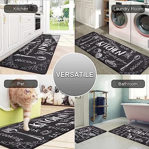 HEBE Anti-Fatigue Kitchen Mats Set of 2 | 1 cm (0.4 inch) Thick Cushioned Comfort for Floor, Sink, Stove, Laundry Room, Office thumbnail 6