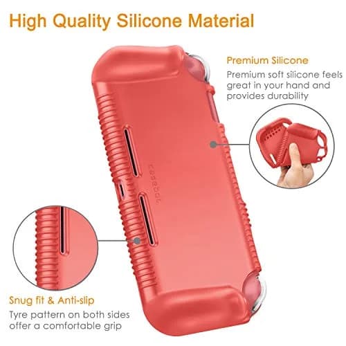 FINTIE Soft Silicone Protective Case for Nintendo Switch Lite (Living Coral) | Ergonomic Grip, Anti-Slip, Shock-Absorption & Anti-Scratch, Lightweight Grip Case Cover thumbnail 4
