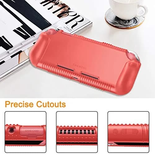 FINTIE Soft Silicone Protective Case for Nintendo Switch Lite (Living Coral) | Ergonomic Grip, Anti-Slip, Shock-Absorption & Anti-Scratch, Lightweight Grip Case Cover thumbnail 5
