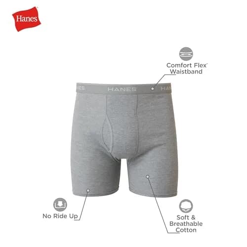 Hanes Men's Boxer Briefs 6 Pack, Medium | Cool Dri Moisture-Wicking Cotton Blend thumbnail 4