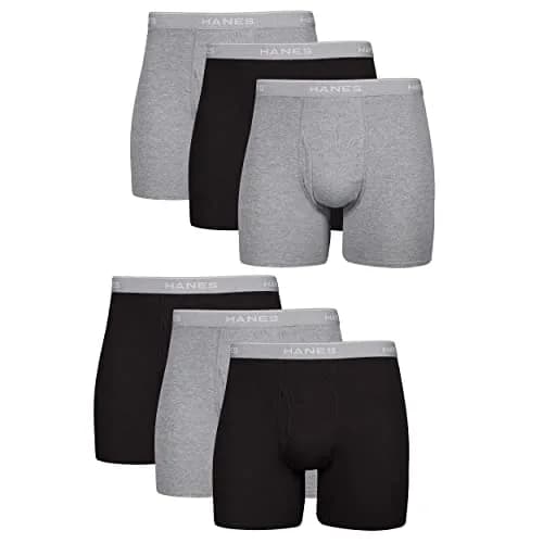 Hanes Men's Boxer Briefs 6 Pack, Medium | Cool Dri Moisture-Wicking Cotton Blend thumbnail 1