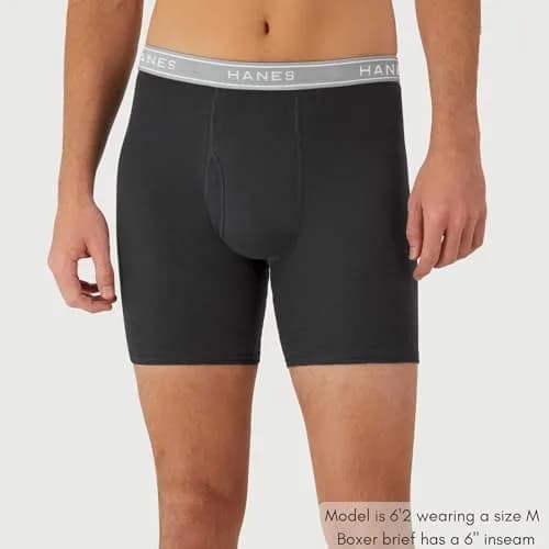 Hanes Men's Boxer Briefs 6 Pack, Medium | Cool Dri Moisture-Wicking Cotton Blend thumbnail 2