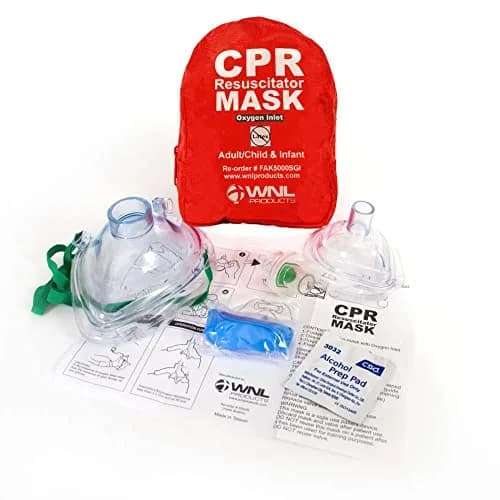 WNL Products CPR Rescue Mask Kit with Infant Mask, 5 Pack | Adult/Child & Infant CPR Mask with One-Way Valve, Filter, Gloves, Wipe in Soft Red Case thumbnail 7
