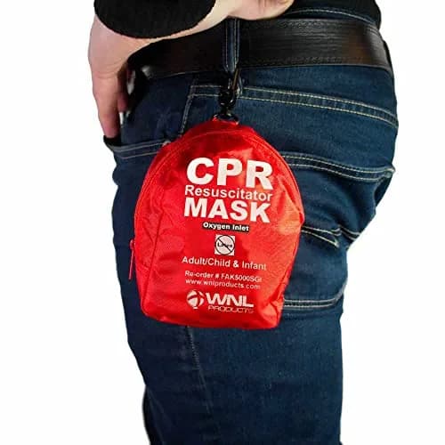 WNL Products CPR Rescue Mask Kit with Infant Mask, 5 Pack | Adult/Child & Infant CPR Mask with One-Way Valve, Filter, Gloves, Wipe in Soft Red Case thumbnail 8