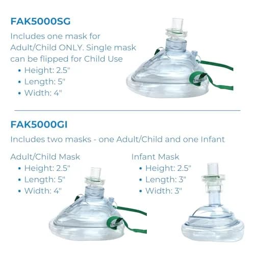 WNL Products CPR Rescue Mask Kit with Infant Mask, 5 Pack | Adult/Child & Infant CPR Mask with One-Way Valve, Filter, Gloves, Wipe in Soft Red Case thumbnail 9