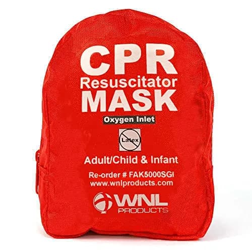 WNL Products CPR Rescue Mask Kit with Infant Mask, 5 Pack | Adult/Child & Infant CPR Mask with One-Way Valve, Filter, Gloves, Wipe in Soft Red Case thumbnail 3