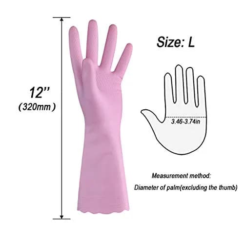 HSL Household Cleaning Gloves - Reusable Waterproof Latex-Free Gloves (Large, 2 Pairs) | Cotton Lined, Non-Slip thumbnail 2