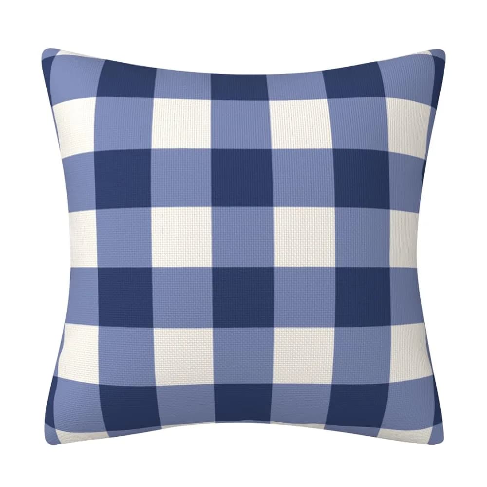 AHAHM Navy Blue and White Buffalo Check Plaid Throw Pillow Covers 45x45cm (18x18 Inch) Set of 2 | Farmhouse Decorative Cushion Case for Sofa, Bed, Office - view 2