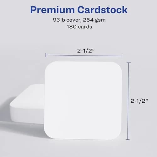 Avery Business Card Stock 2.5" x 2.5" Matte White | Rounded Corners, Sure Feed Tech thumbnail 5