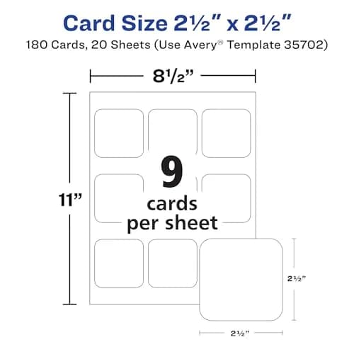 Avery Business Card Stock 2.5" x 2.5" Matte White | Rounded Corners, Sure Feed Tech thumbnail 8