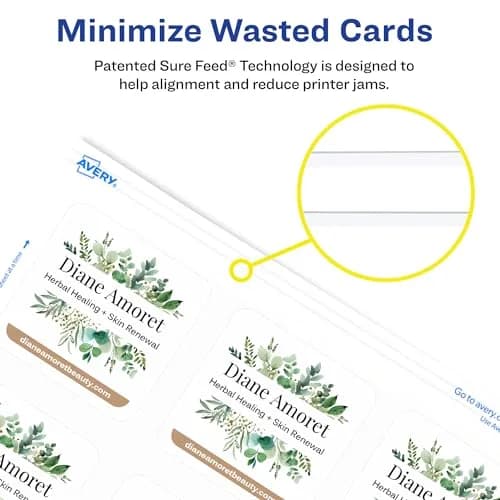 Avery Business Card Stock 2.5" x 2.5" Matte White | Rounded Corners, Sure Feed Tech thumbnail 3