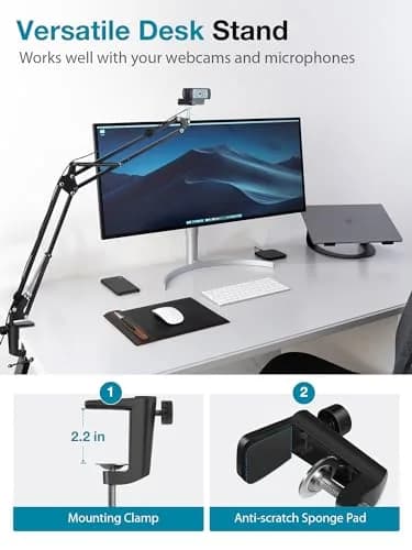 InnoGear Adjustable Webcam Stand & Microphone Boom Arm | 71 cm (28 inches) Black thumbnail 7