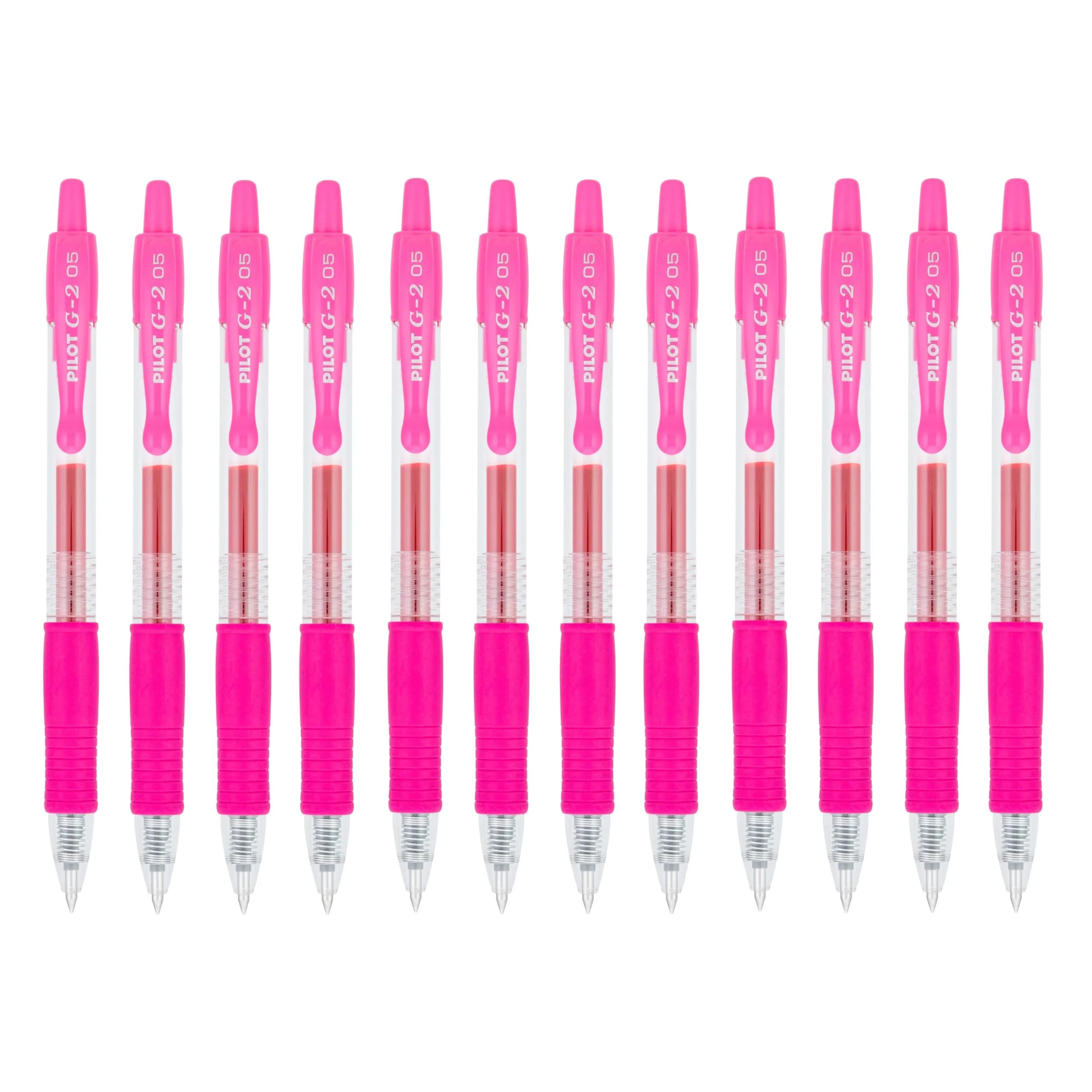 PILOT G2 Retractable Gel Pens 0.5 mm | Extra Fine Point, Pink Ink, 12 Pack