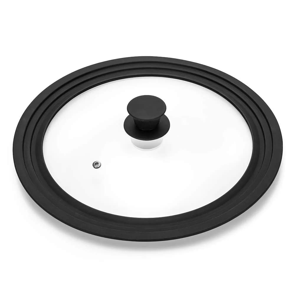 ELKKNOVE Universal Lid for Pots, Pans & Skillets 20cm-24cm (8"-9.5") | Tempered Glass with Steam Vent — 8",8.5",9.5"